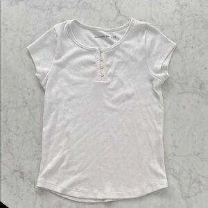 Abercrombie Kids White Ribbed Henley Tee 13/14